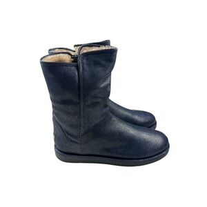 UGG Collection Abree Short Stingray Boots Women 11 Blue Shearling Italy 1009206